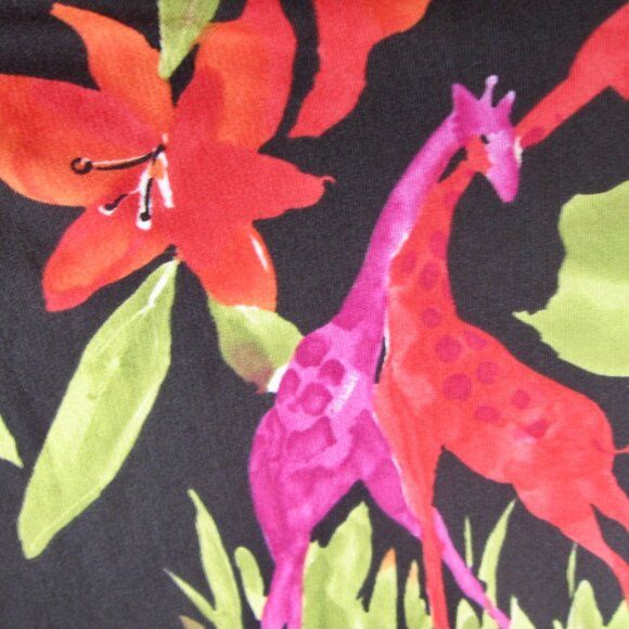 VTG Hi-Fashion Fabrics Safari Giraffe Zebra Elephant Neon Stretch Knit 72 x 66" - Picture 4 of 7